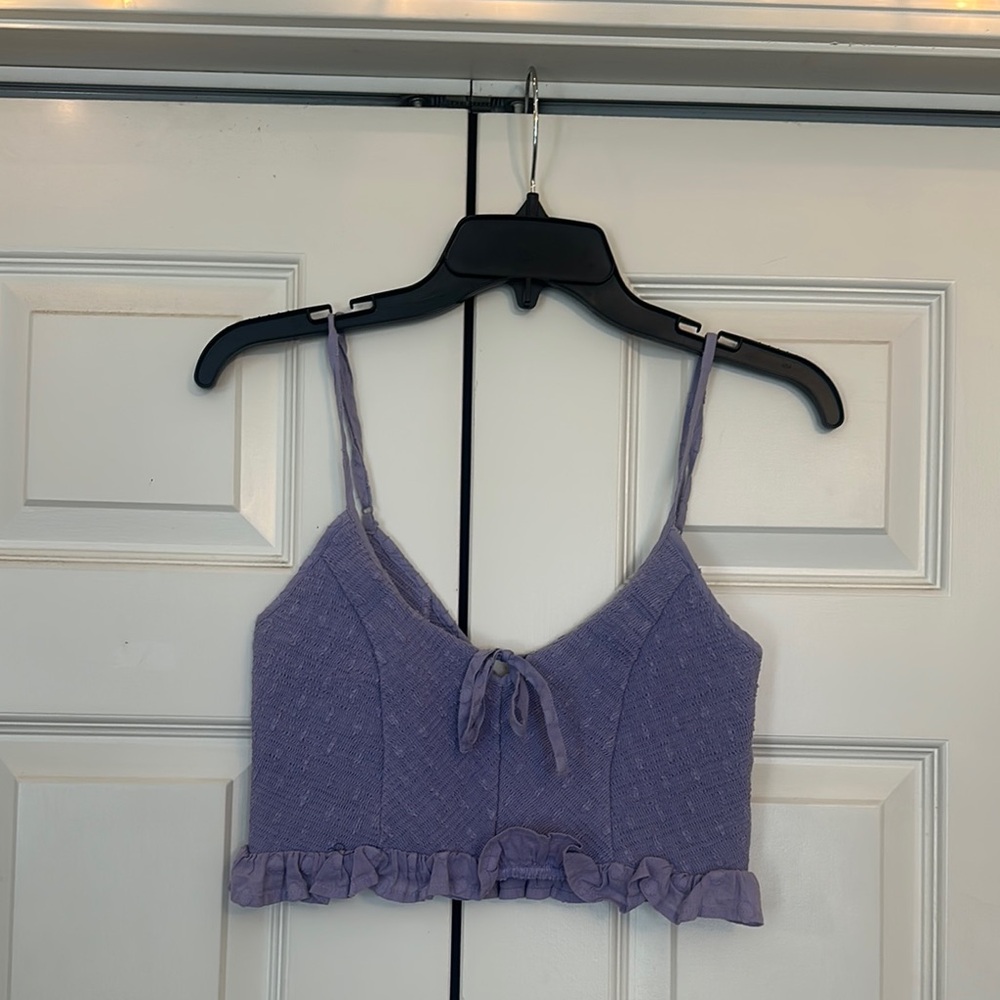 Urban Outfitters Purple Crop Camisole with Ruffled Tie Front